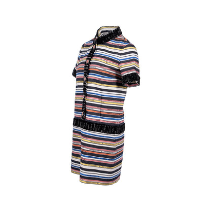 Chanel Size 38 Sequin Rainbow Dress Cotton Black/Multicolour