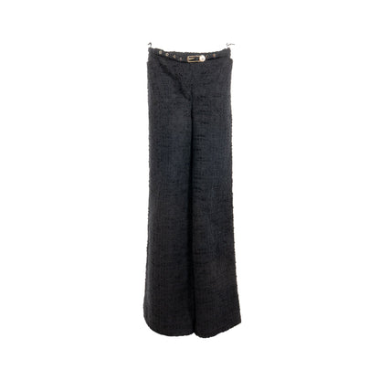 Chanel Size 34 20B Pearl CC Pants Tweed Black