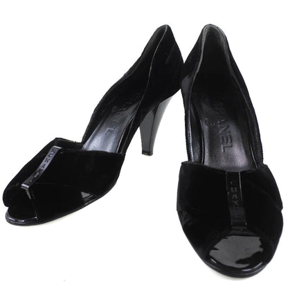 CHANEL pumps Velvet, Leather black Women 36 1/2
