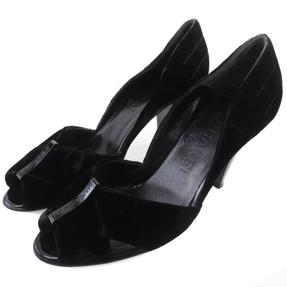 CHANEL pumps Velvet, Leather black Women 36 1/2