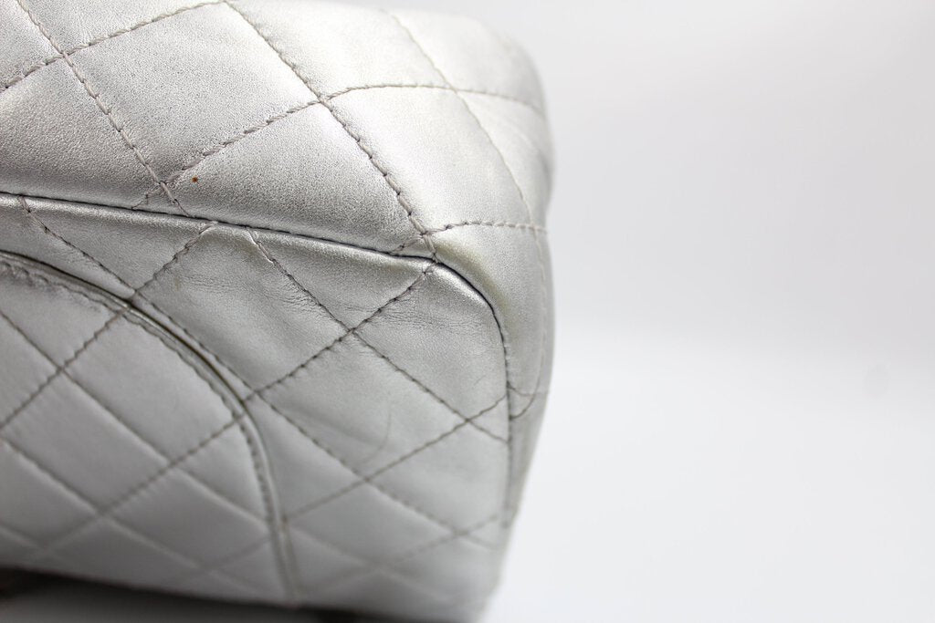 Chanel 2.55 227 Silver Jumbo Classic flap 10-15M Bag