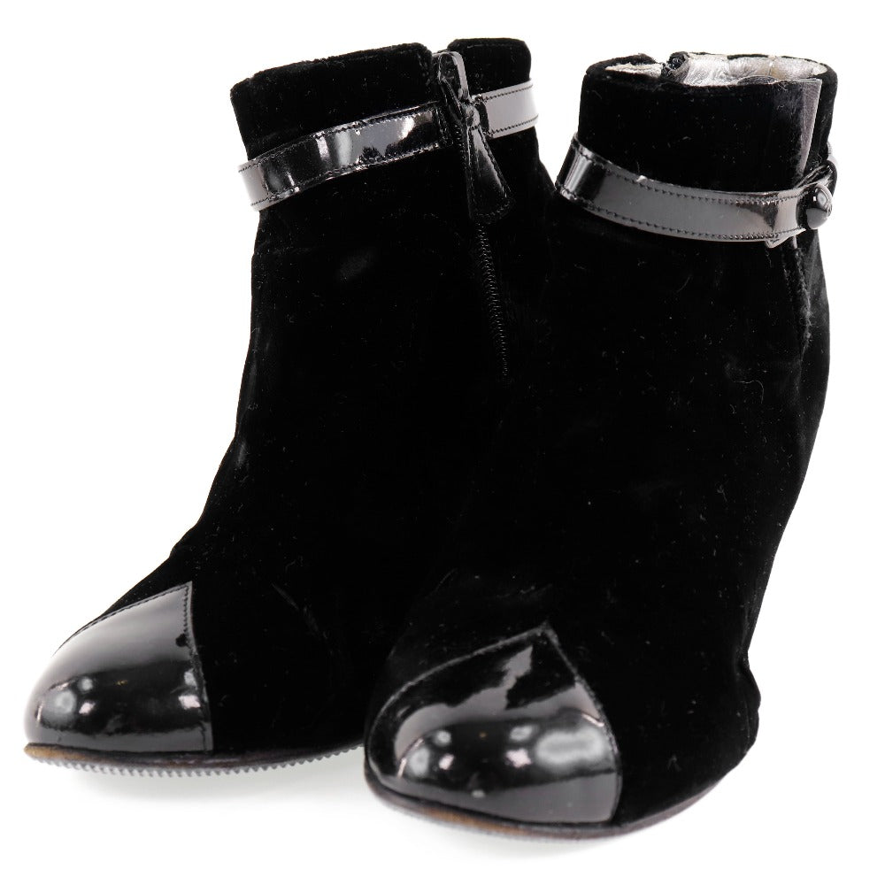 CHANEL boots velvet black Women 36C