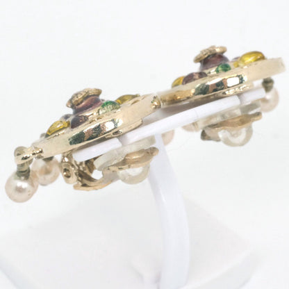 CHANEL Earring Fake pearl gold COCO Mark Women
