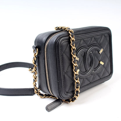 Chanel Filigree Vanity Clutch W/Chain Caviar 25M Bag