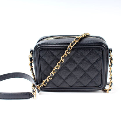 Chanel Filigree Vanity Clutch W/Chain Caviar 25M Bag