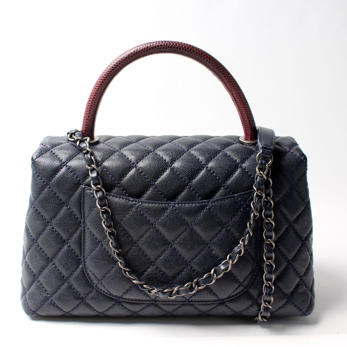 Chanel Flap Lizard Embossed Top Handle Caviar 21M Bag