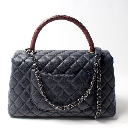 Chanel Flap Lizard Embossed Top Handle Caviar 21M Bag