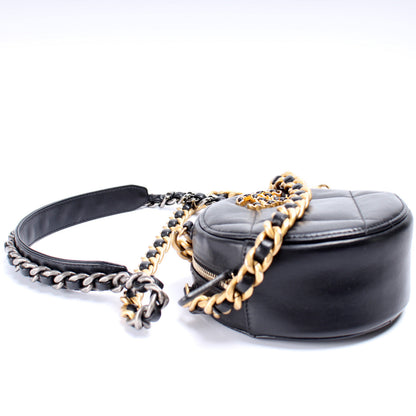 Chanel 19 Round Clutch W/ Chain Lambskin 30M Bag