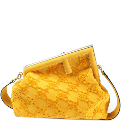 Fendi First Medium FF Karligraphy Suede Bag