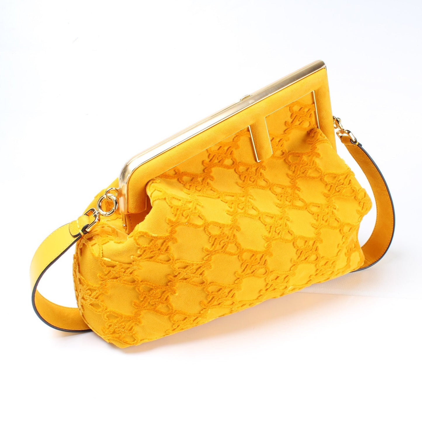 Fendi First Medium FF Karligraphy Suede Bag