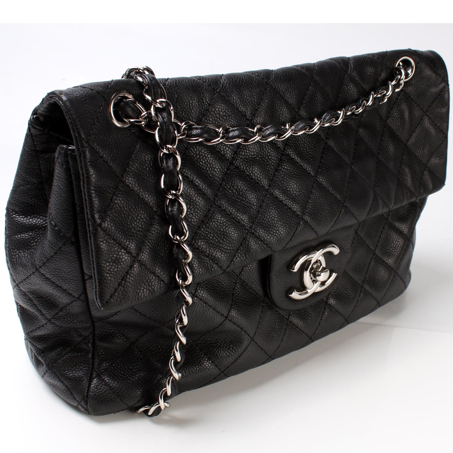 Chanel Washed Caviar Jumbo Single Flap 12M Bag
