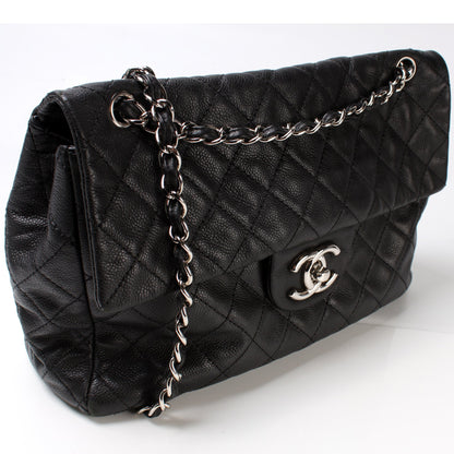 Chanel Washed Caviar Jumbo Single Flap 12M Bag