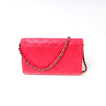Chanel Boy Clutch On Short Chain Lambskin Bag