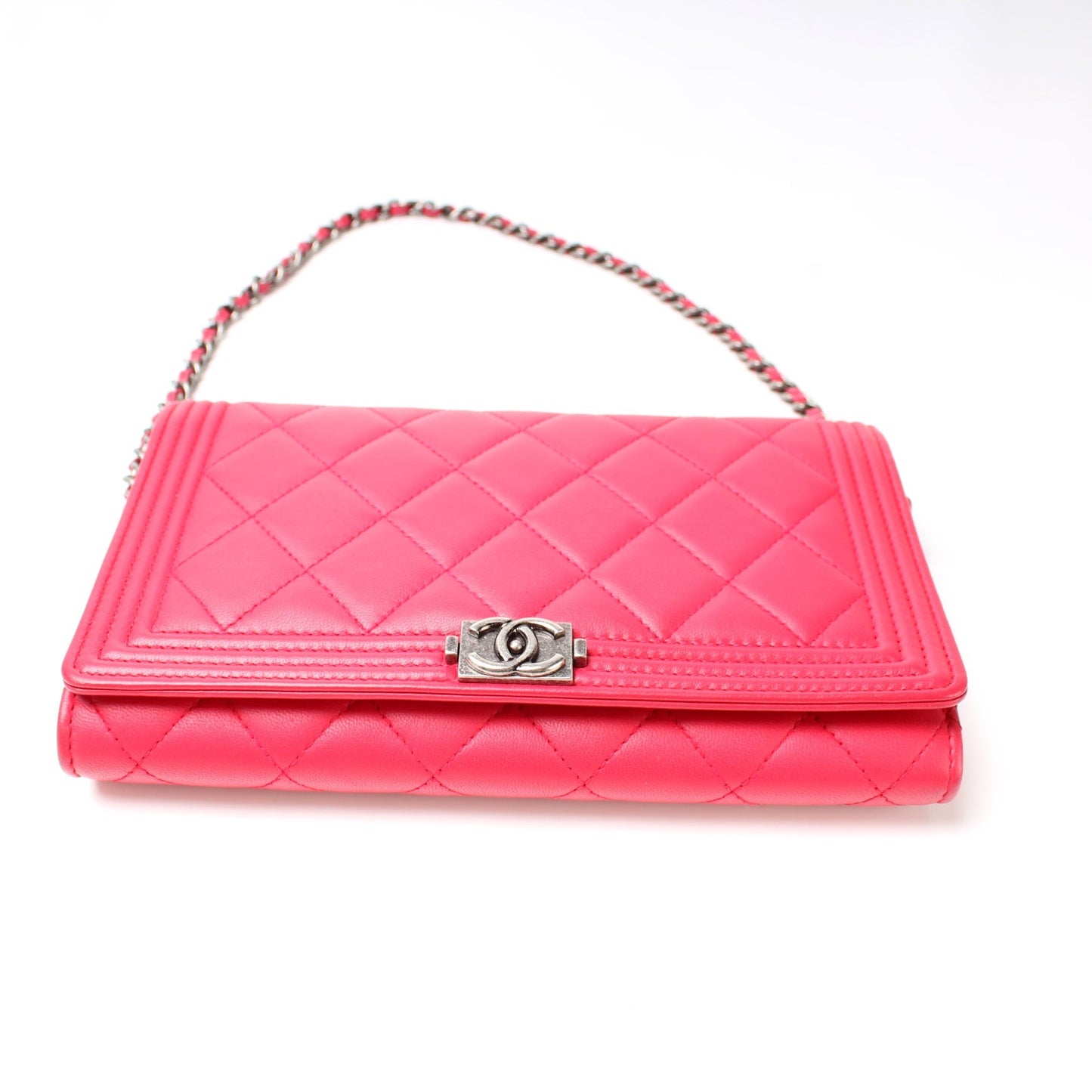Chanel Boy Clutch On Short Chain Lambskin Bag