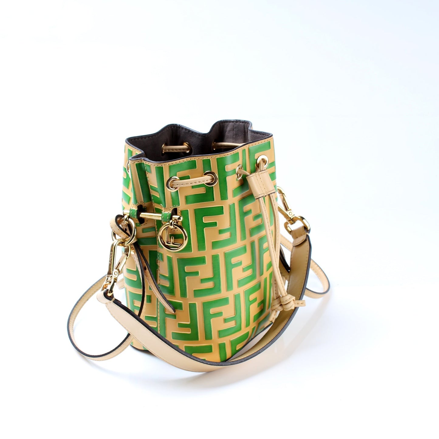 Fendi 8BS010 Mini Mon Tresor Bucket FF Leather Bag