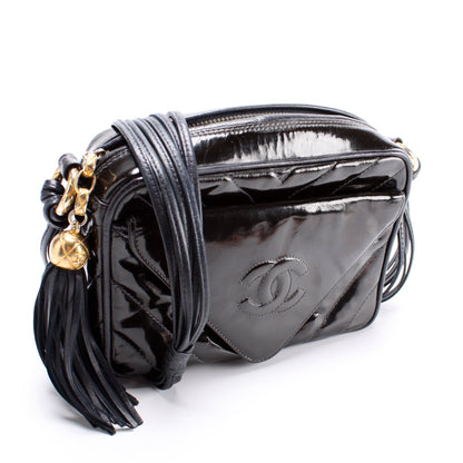 Chanel CC Tassel Camera Case Patent Vintage Bag