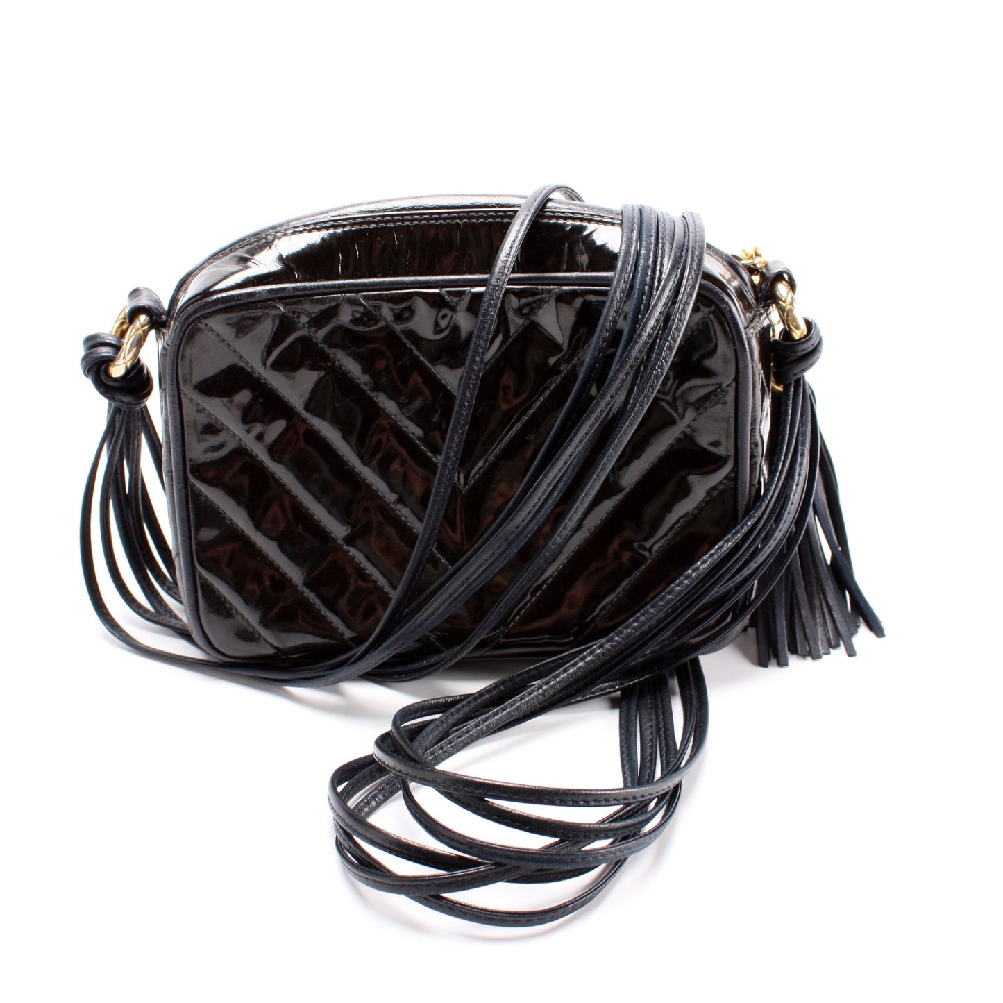 Chanel CC Tassel Camera Case Patent Vintage Bag
