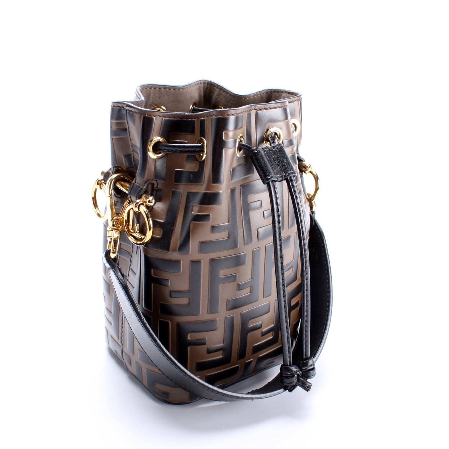 Fendi Mini Mon Tresor Bucket FF Leather Bag
