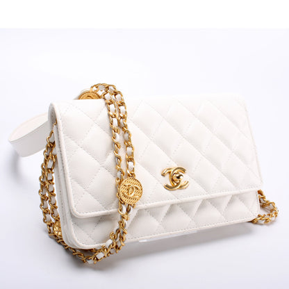Chanel WOC Classic Quilted Caviar Medallion Bag