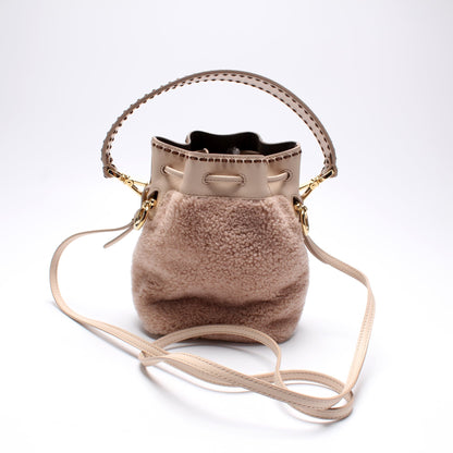 Fendi 8BS010 Mini Mon Tresor Bucket FF Shearling Bag