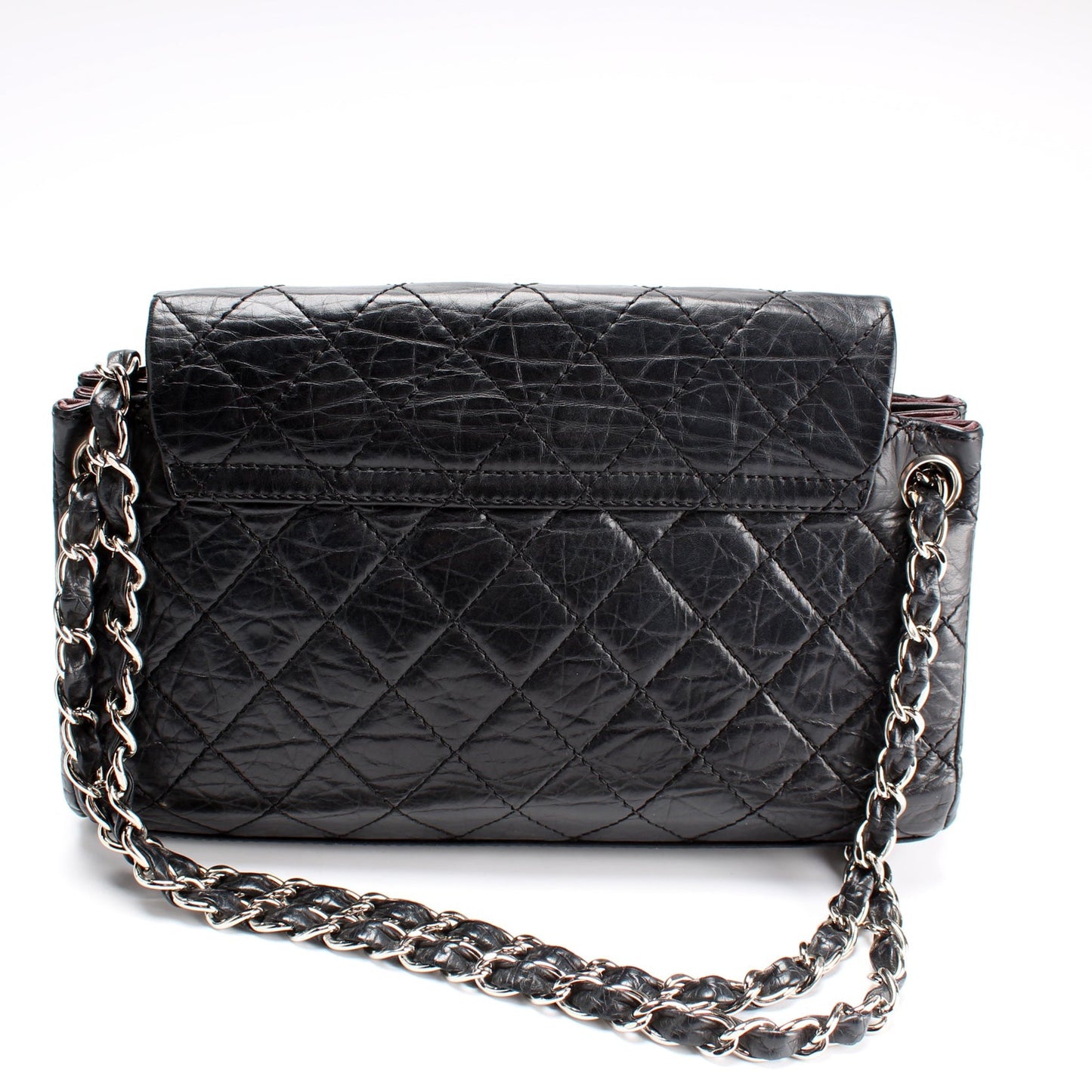 Chanel CC Accordion Double Flap Distressed Calfskin Bag