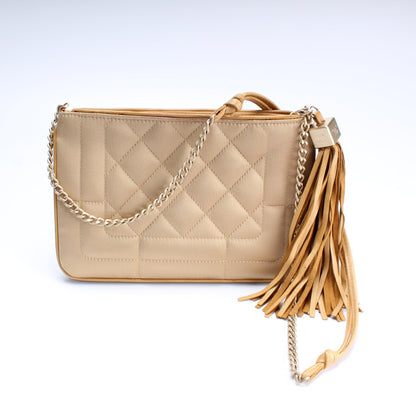 Chanel Tassel Quilted Satin Shoulder Bag