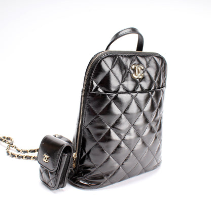Chanel My Pocket Shiny Leather Backpack With Airpod Case Bag