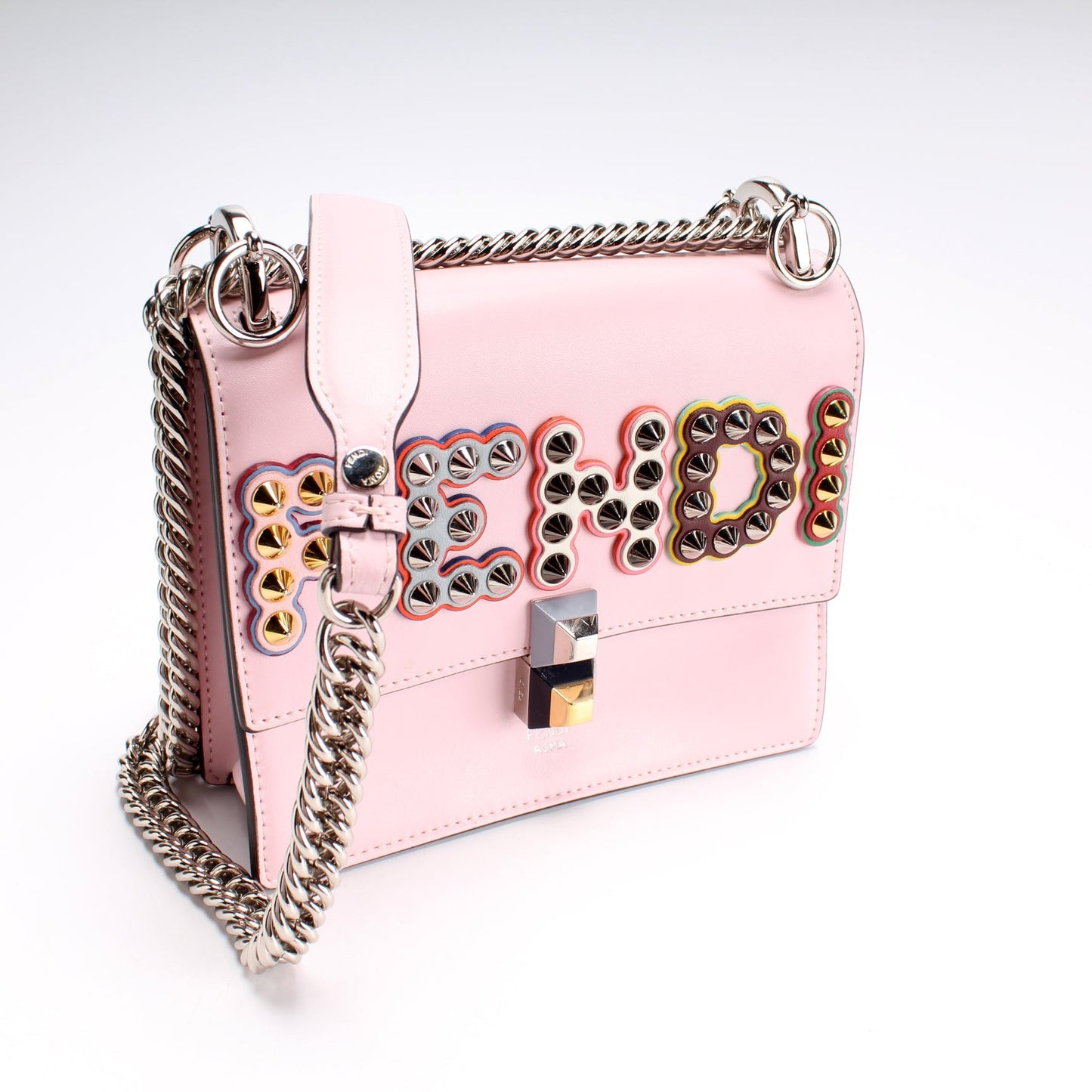Fendi 8M0381 Mini Kan I Leather Chain Bag