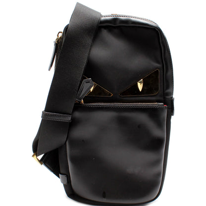 Fendi 7VZ033 Nylon/Leather Monster Bug Eye Sling Bag