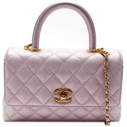 Chanel Coco Top Handle Mini Caviar Iridescent Bag