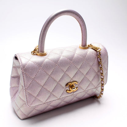 Chanel Coco Top Handle Mini Caviar Iridescent Bag