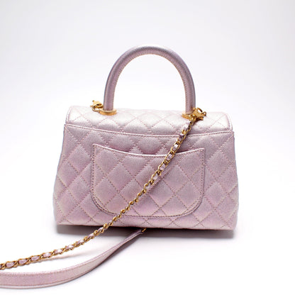 Chanel Coco Top Handle Mini Caviar Iridescent Bag