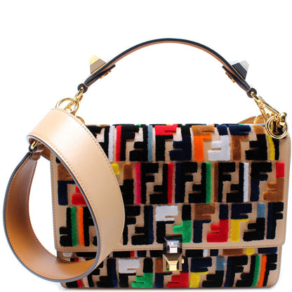 Fendi 8BT283 Kan I Multicolor Velvet FF Shoulder Bag