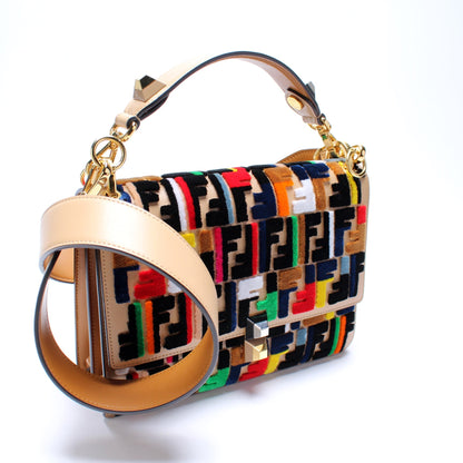 Fendi 8BT283 Kan I Multicolor Velvet FF Shoulder Bag