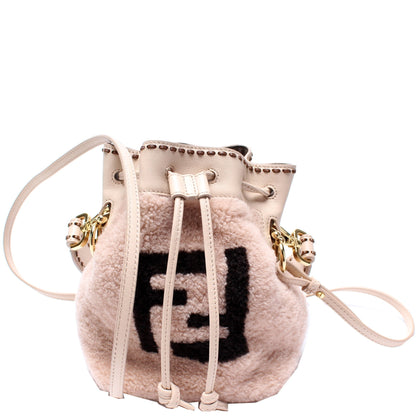 Fendi 8BS010 Mini Mon Tresor Bucket FF Shearling Bag