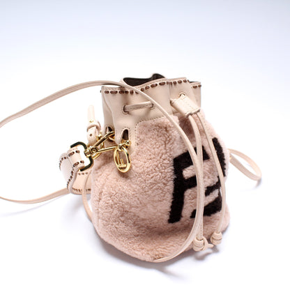 Fendi 8BS010 Mini Mon Tresor Bucket FF Shearling Bag