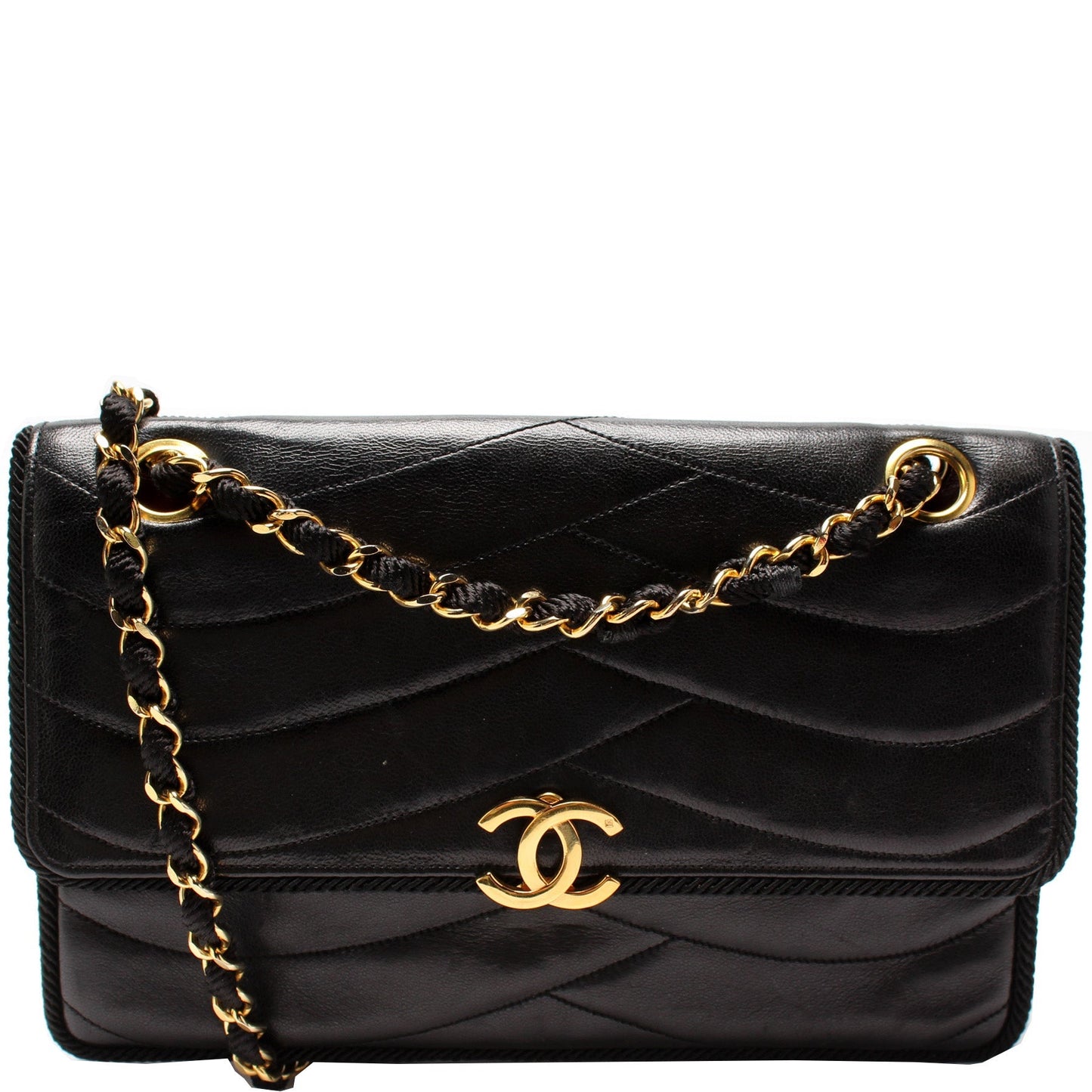 Chanel Scallop Quilted Flap Vintage Lambskin Bag