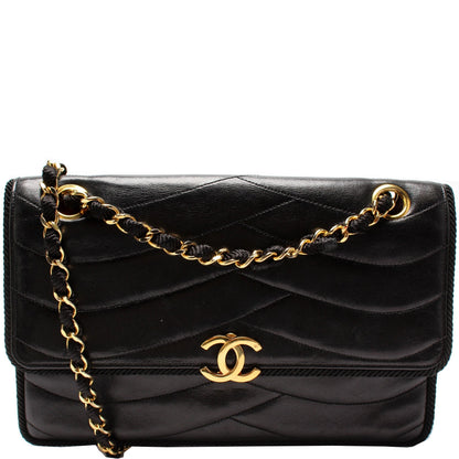 Chanel Scallop Quilted Flap Vintage Lambskin Bag