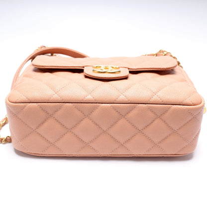 Chanel CC Wavy Hobo Quilted Caviar Bag