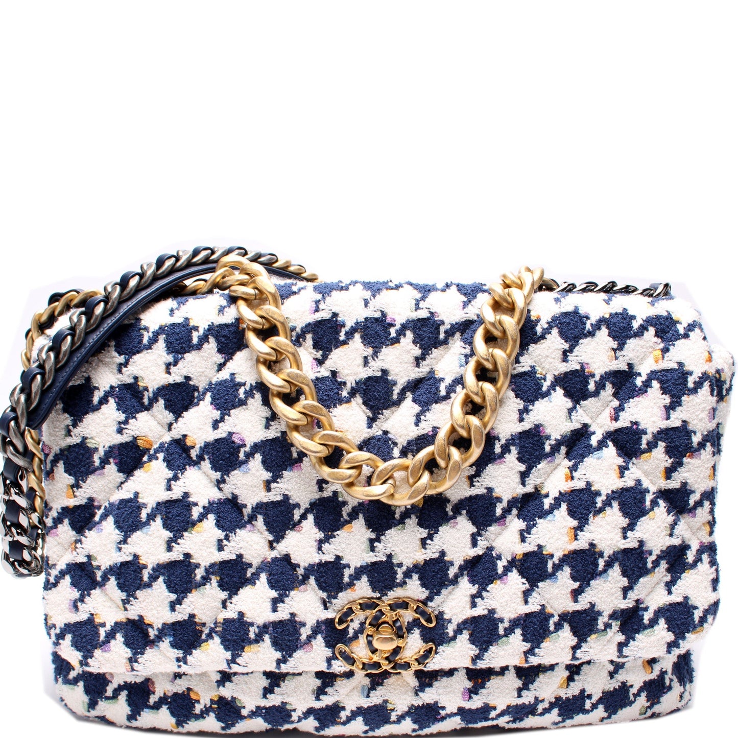 Chanel Tweed Houndstooth 19 Maxi Flap Bag