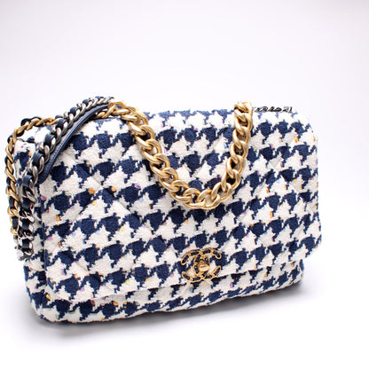 Chanel Tweed Houndstooth 19 Maxi Flap Bag