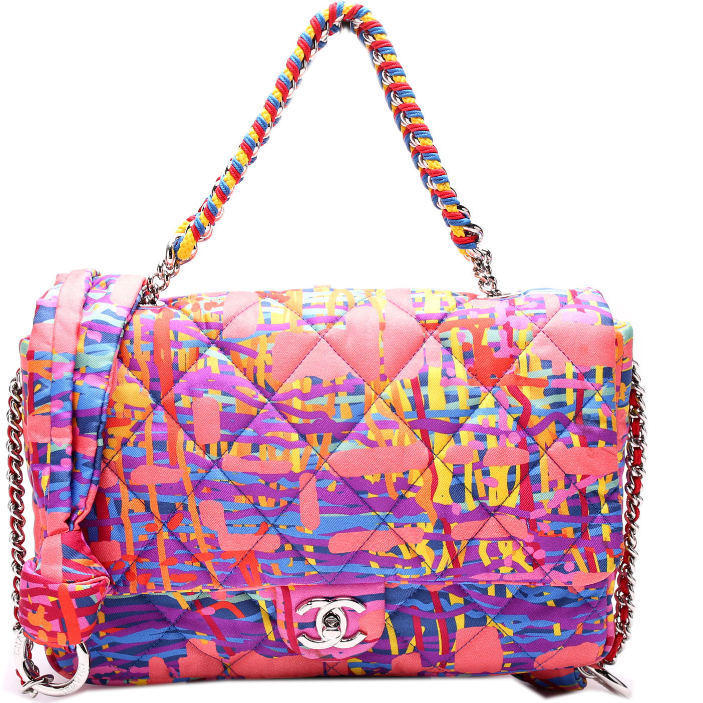 Chanel Foulard Quilted Printed Fabric Flap 25M Bag