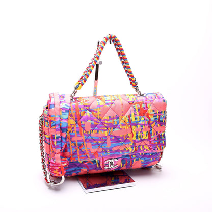 Chanel Foulard Quilted Printed Fabric Flap 25M Bag
