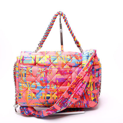 Chanel Foulard Quilted Printed Fabric Flap 25M Bag
