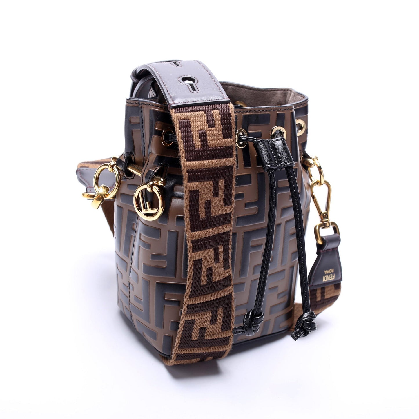 Fendi Mon Tresor Mini Bucket FF Leather Bag