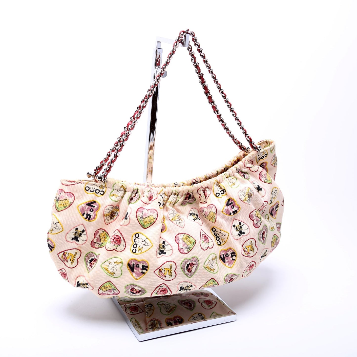 Chanel Coco Hearts Canvas Shoulder 10M Bag