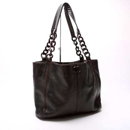 Chanel CC Wood Chain Tote Bag
