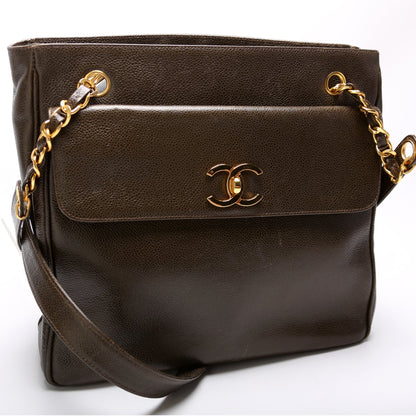 Chanel CC Double Pocket Shopping Tote Caviar Vintage Bag