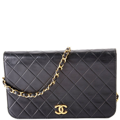 Chanel Vintage Single Flap Small Shoulder Quilted Lambskin Bag