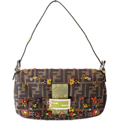 Fendi Baguette Beaded Flower Lizard 26424 Bag